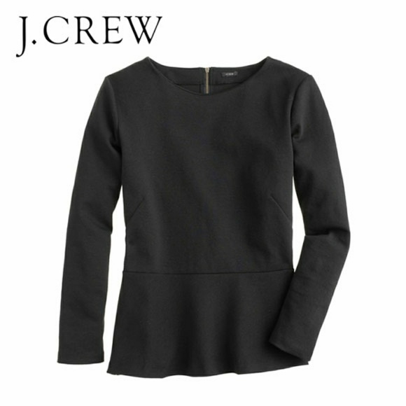 J. Crew Tops - J. CREW Ponte Peplum Long Sleeve Top, Size Medium